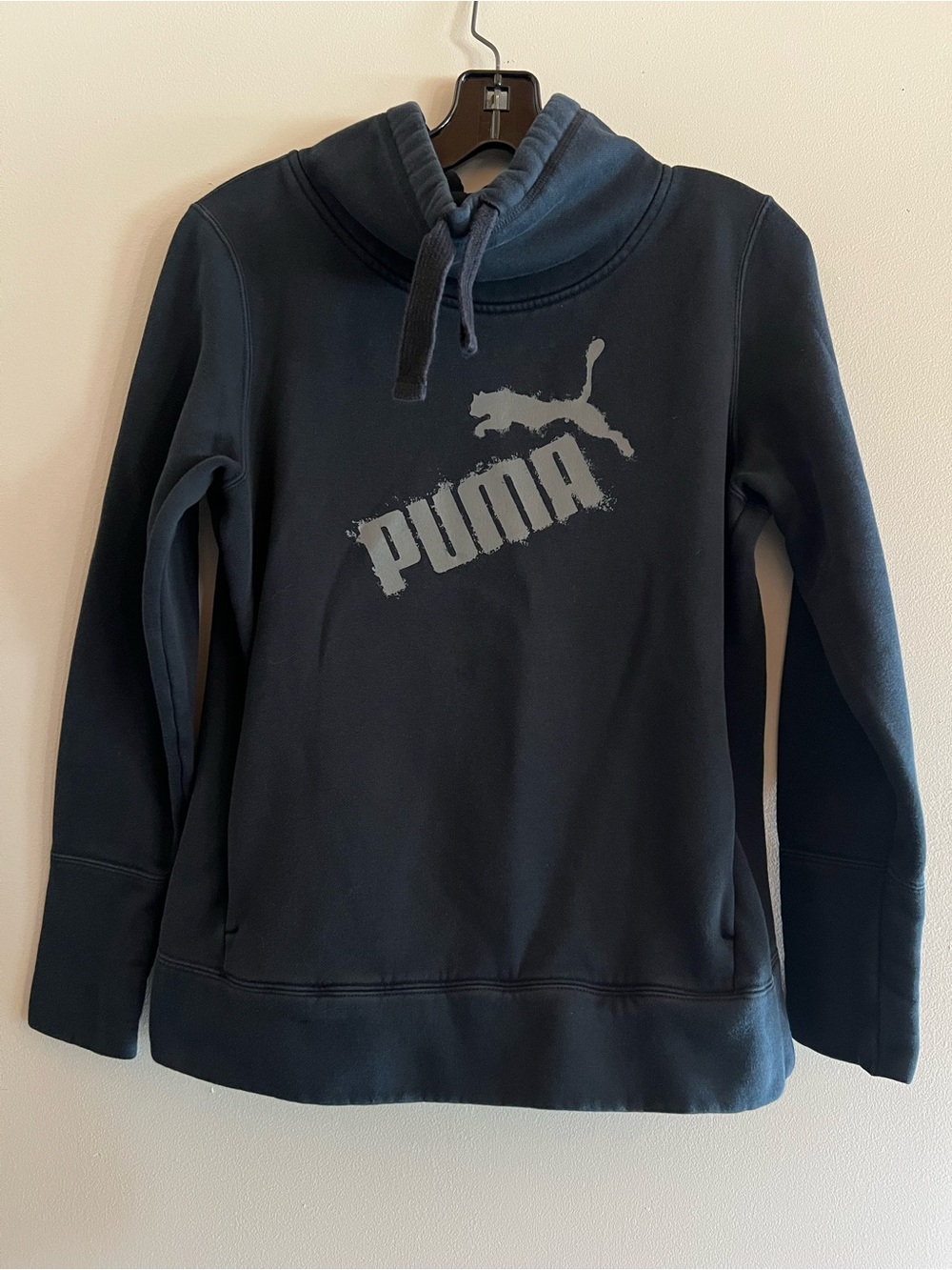 Puma Black Faded Cowl Neck Logo Pullover Sweatshirt Women’s Medium Casual